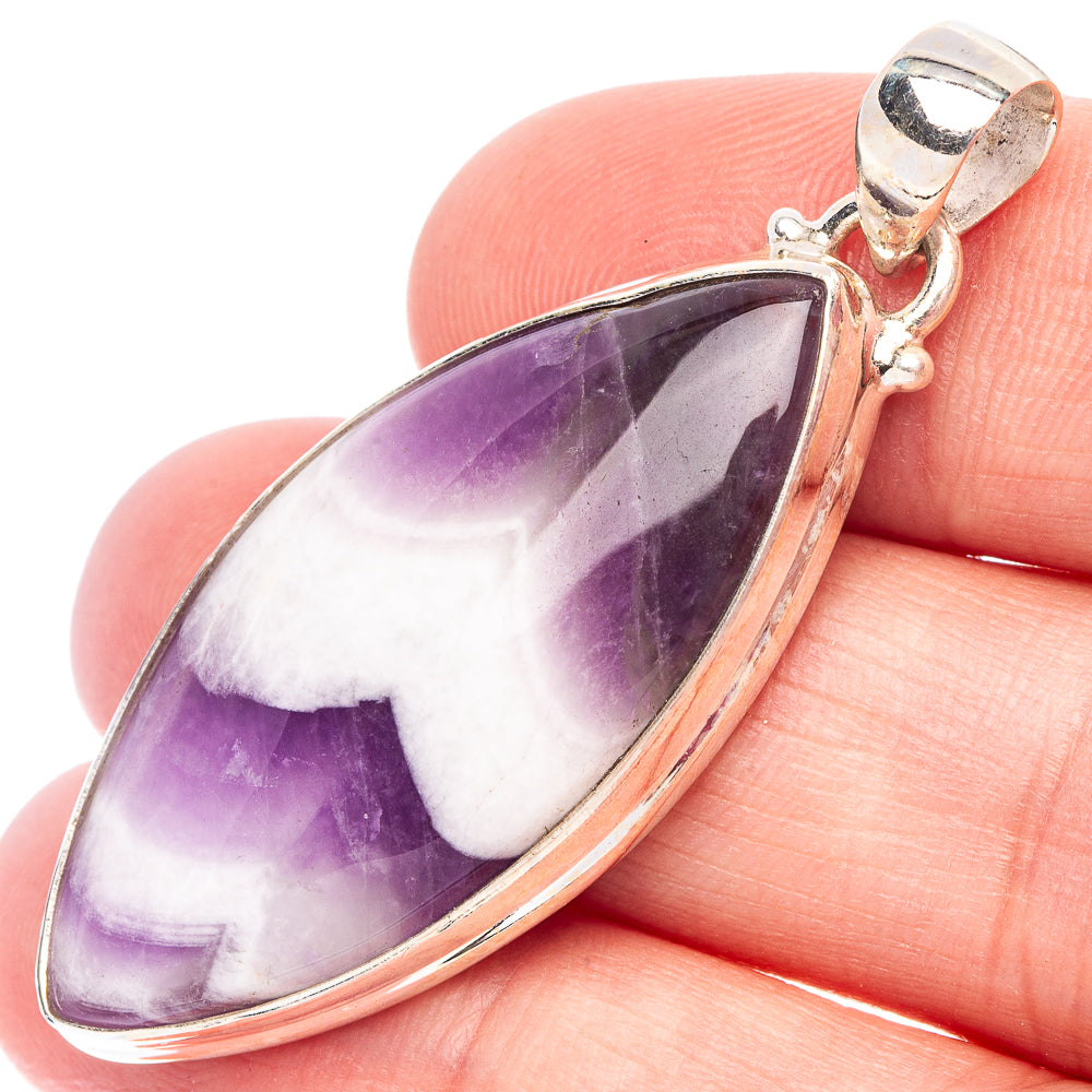 Chevron Amethyst Pendant 1 7/8" (925 Sterling Silver) P44472