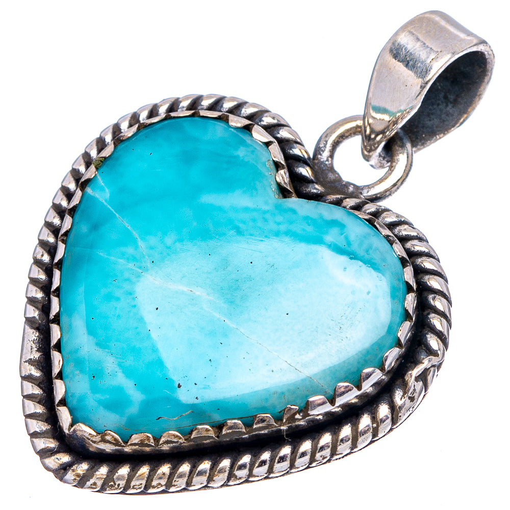 Rare Larimar Pendant 1 1/4" (.925 Sterling Silver)