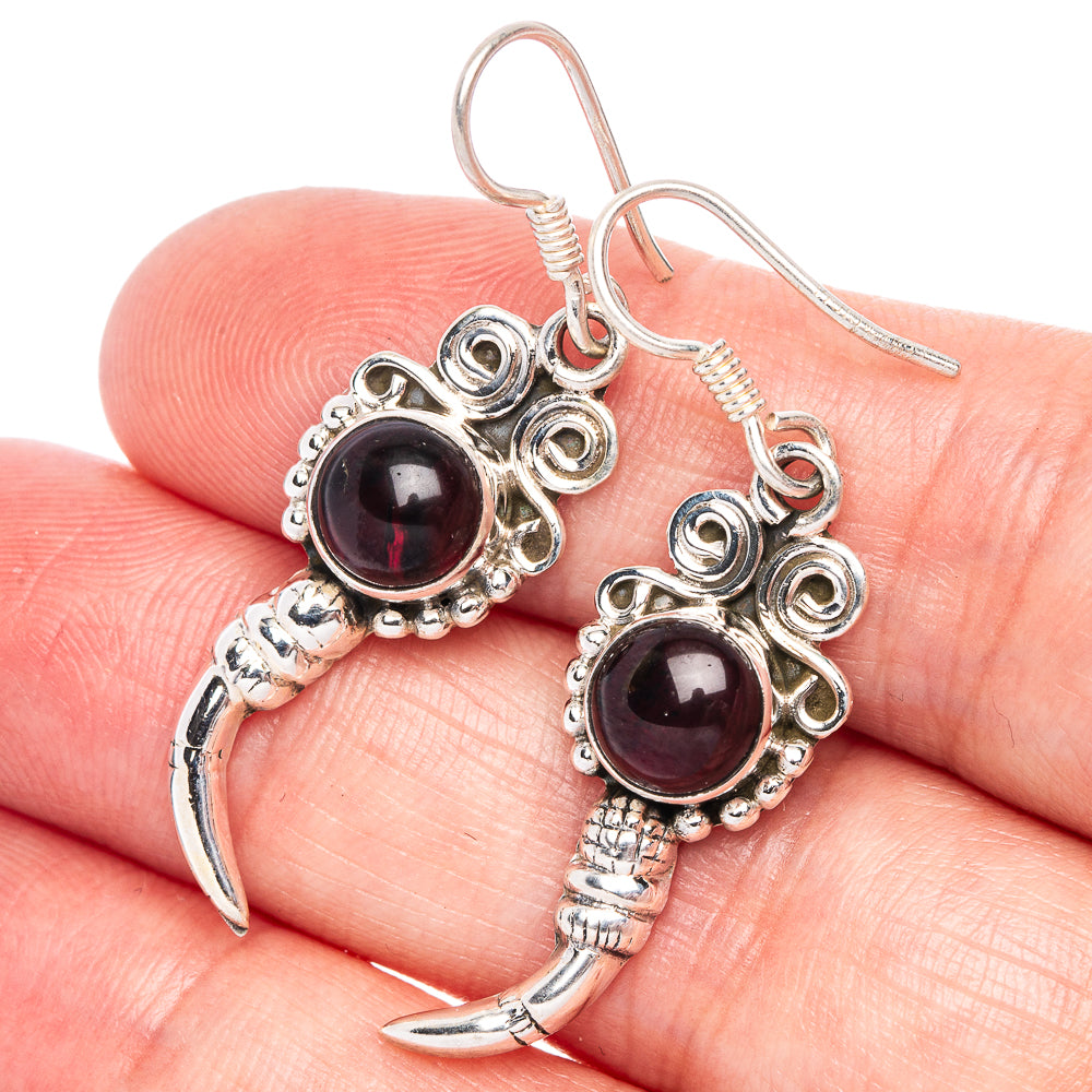 Garnet Earrings 1 5/8" (925 Sterling Silver) E433246