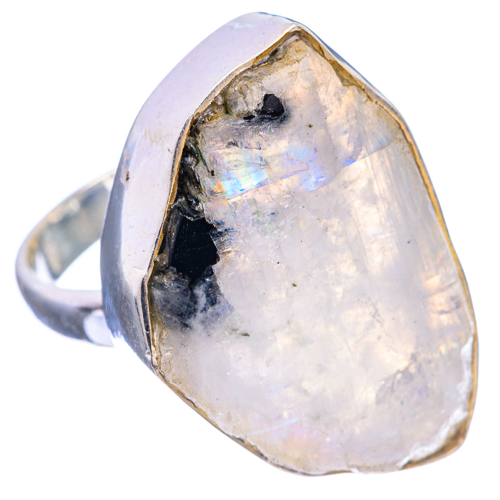 Large Rough Rainbow Moonstone Ring Size 8.5 (925 Sterling Silver) R143042