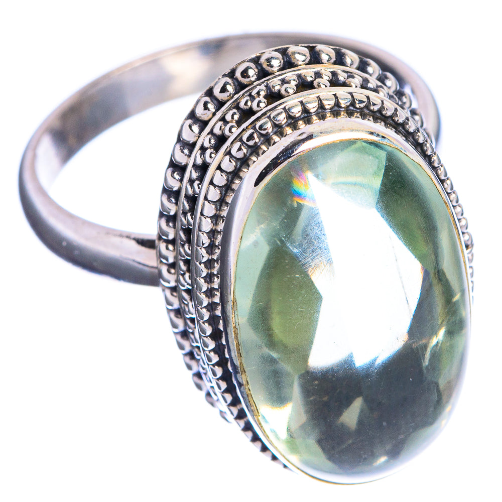 Faceted Green Amethyst Ring Size 9.75 (925 Sterling Silver) R144290