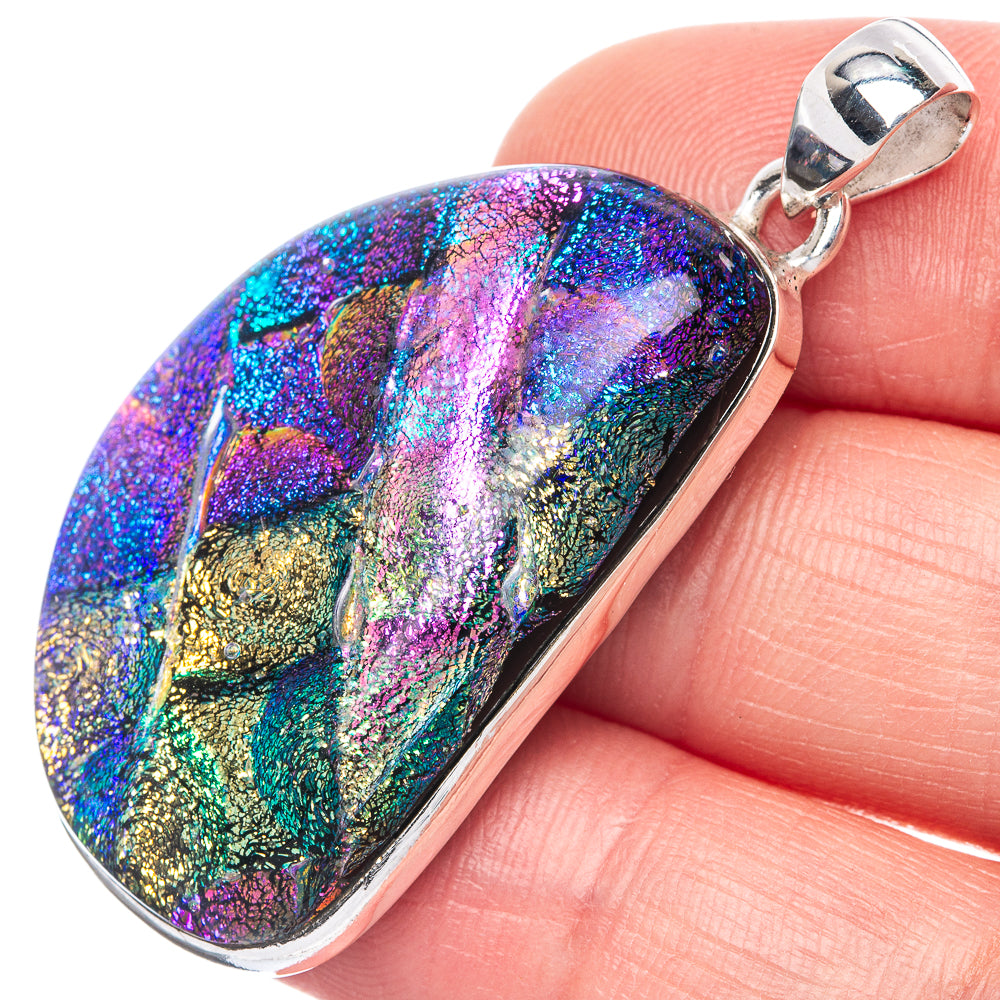 Dichroic Glass Pendant 1 3/4" (925 Sterling Silver) P42158