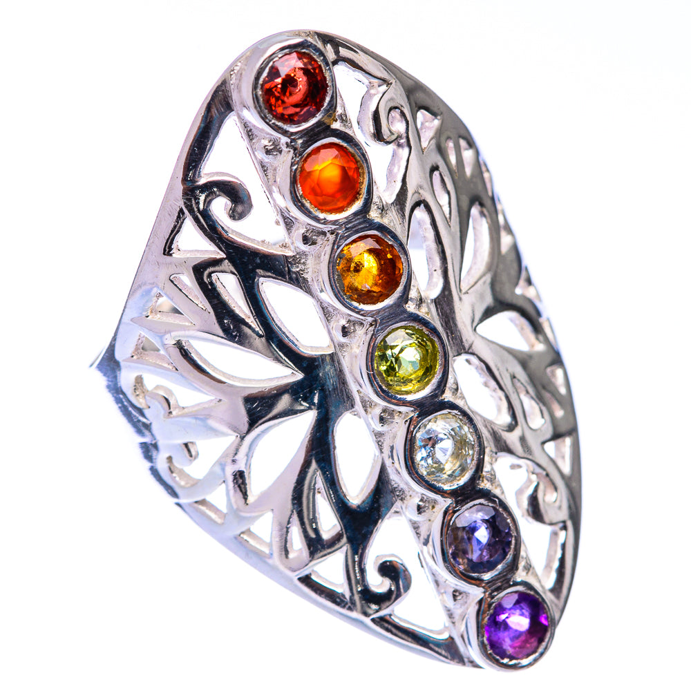 Rainbow Chakra Ring Size 8 (925 Sterling Silver) R141096
