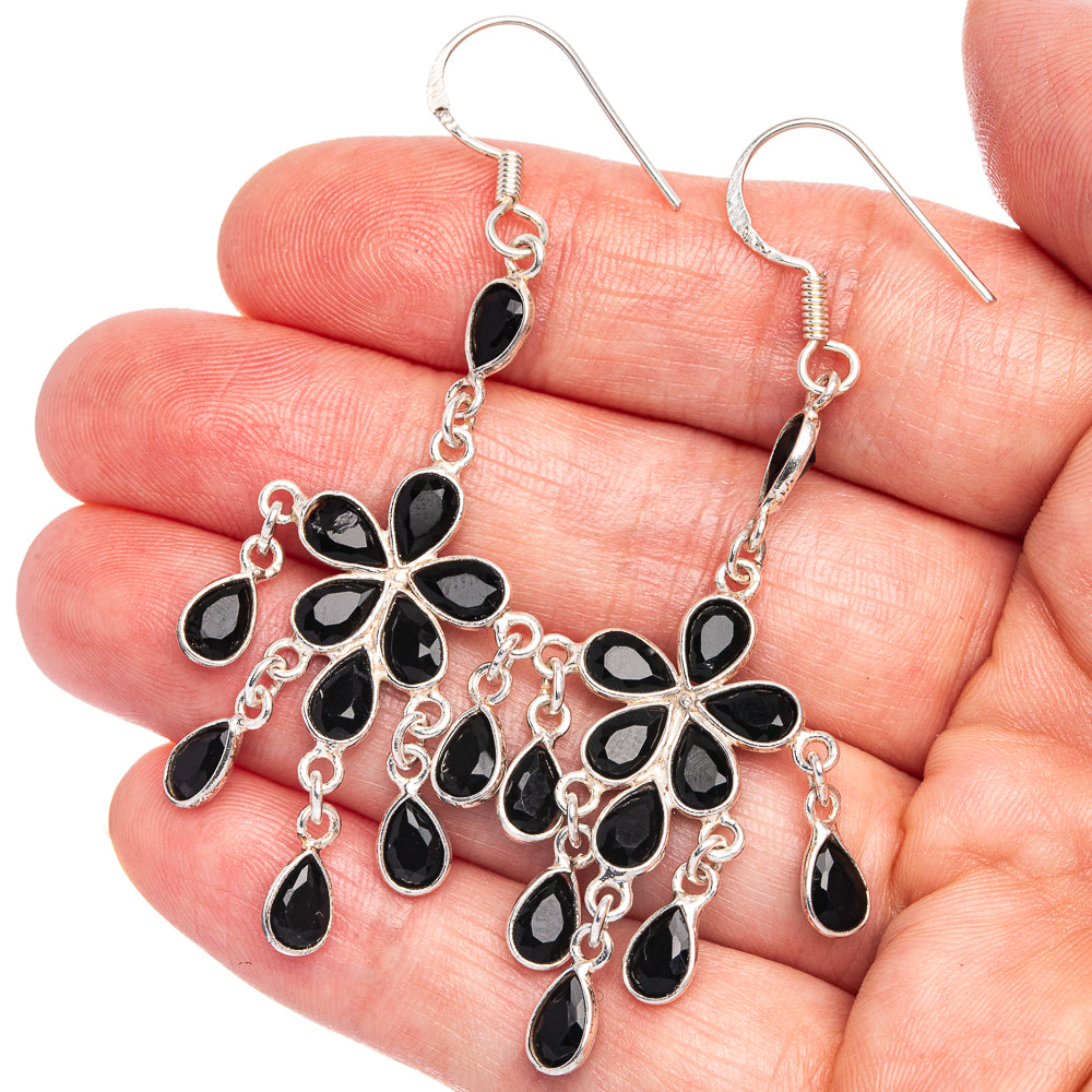 Black Onyx Earrings 2 5/8" (925 Sterling Silver) E433463