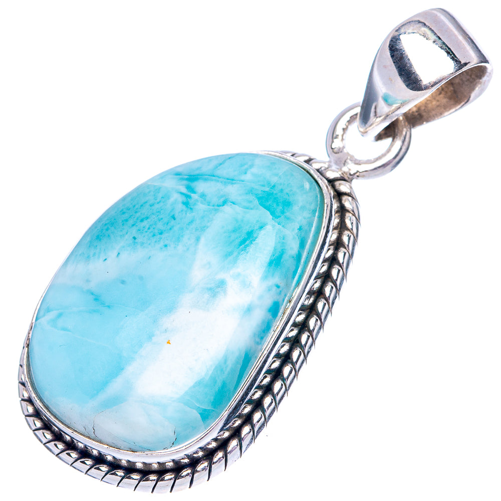 Larimar 925 Sterling Silver Pendant 1 3/8" (925 Sterling Silver) P42686