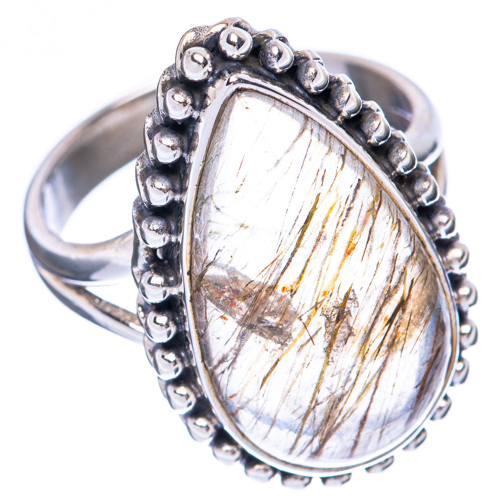 Golden Rutilated Quartz Ring Size 7.25 (925 Sterling Silver) R2004