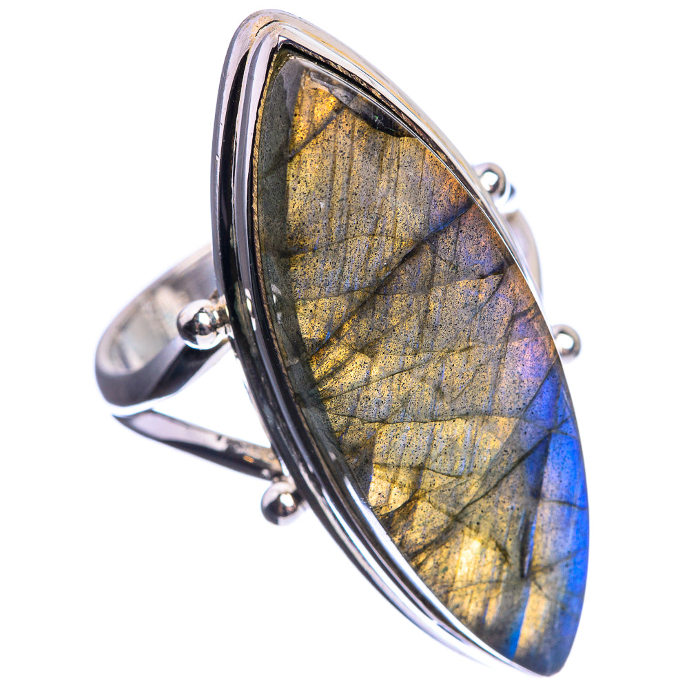 Large Labradorite 925 Sterling Silver Ring Size 9.5