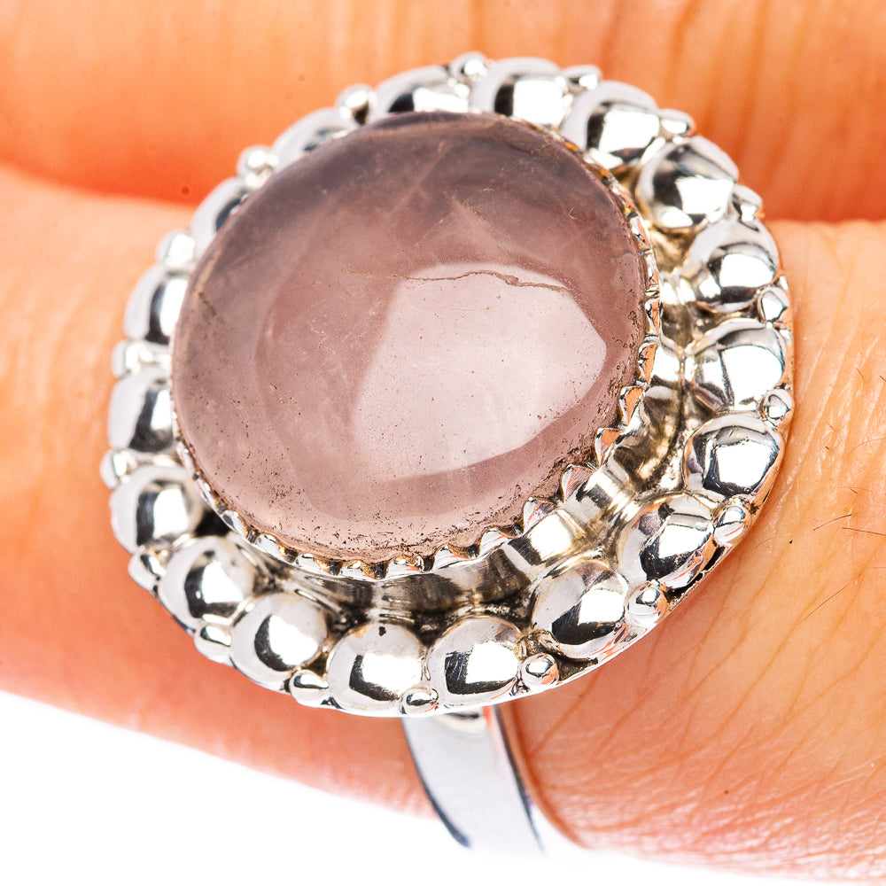Rose Quartz 925 Sterling Silver Ring Size 7.25 (925 Sterling Silver) R3854