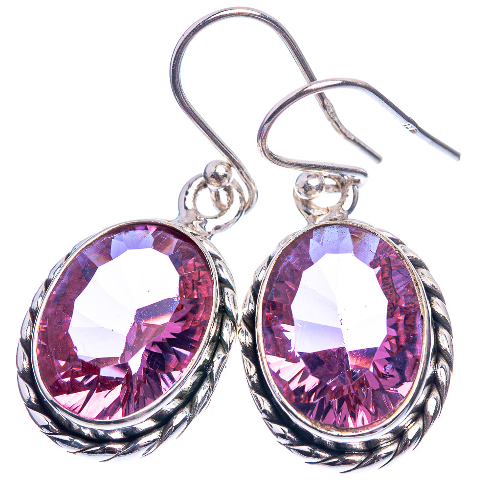Faceted Color Change Alexandrite (Lab.) Earrings 1 3/8" (925 Sterling Silver) E432436