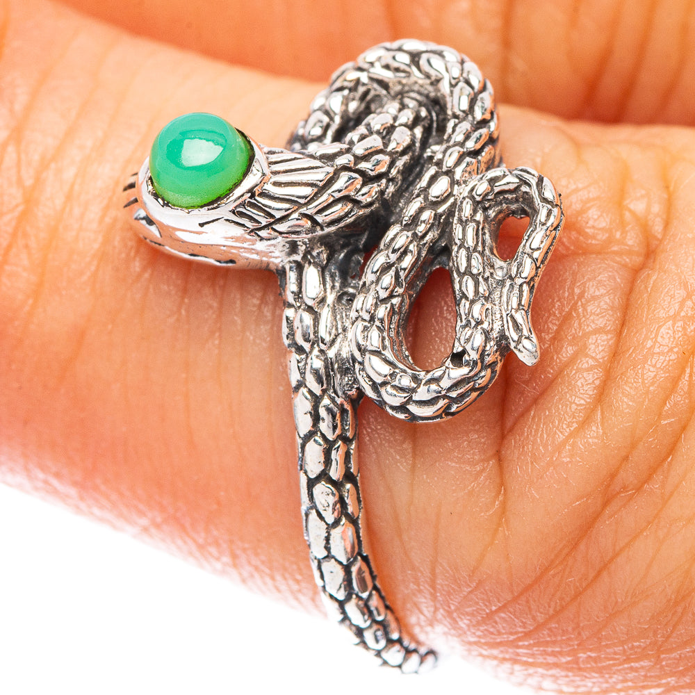 Chrysoprase Snake 925 Sterling Silver Ring Size 6.5 (925 Sterling Silver) R5462