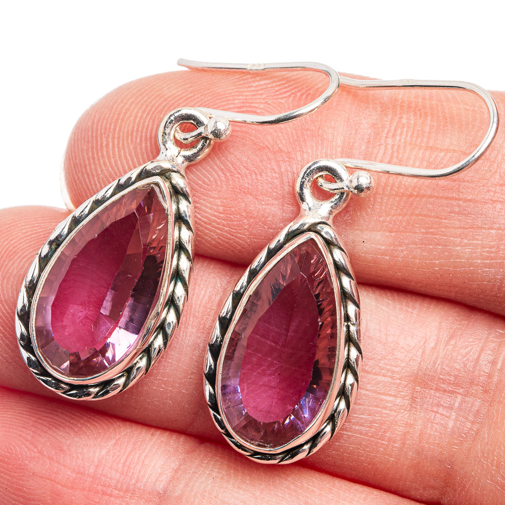 Faceted Color Change Alexandrite (Lab.) Earrings 1 3/8" (925 Sterling Silver) E432455