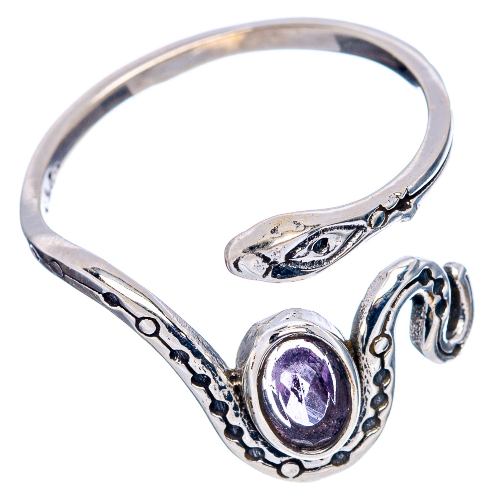 Amethyst Snake Dainty Ring Size 8 Adjustable (.925 Sterling Silver)