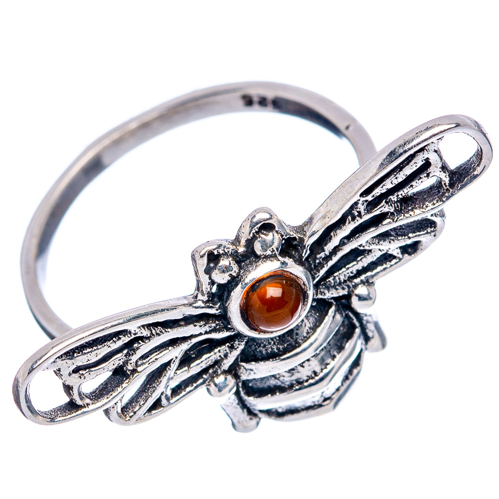 Carnelian Bee Dainty Ring Size 6 (.925 Sterling Silver)