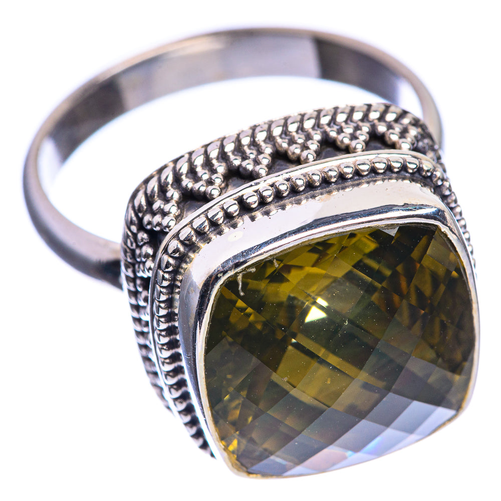 Faceted Citrine 925 Sterling Silver Ring Size 9.75