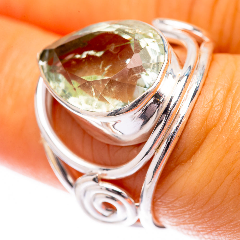 Faceted Green Amethyst Ring Size 6.25 (925 Sterling Silver) R140579