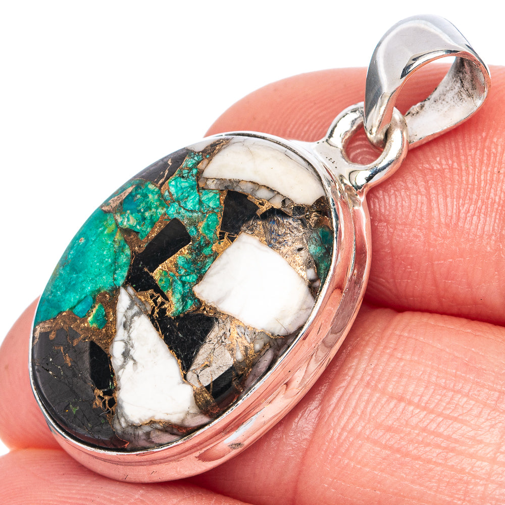 Chrysocolla Howlite Pendant 1 3/8" (925 Sterling Silver) P41426