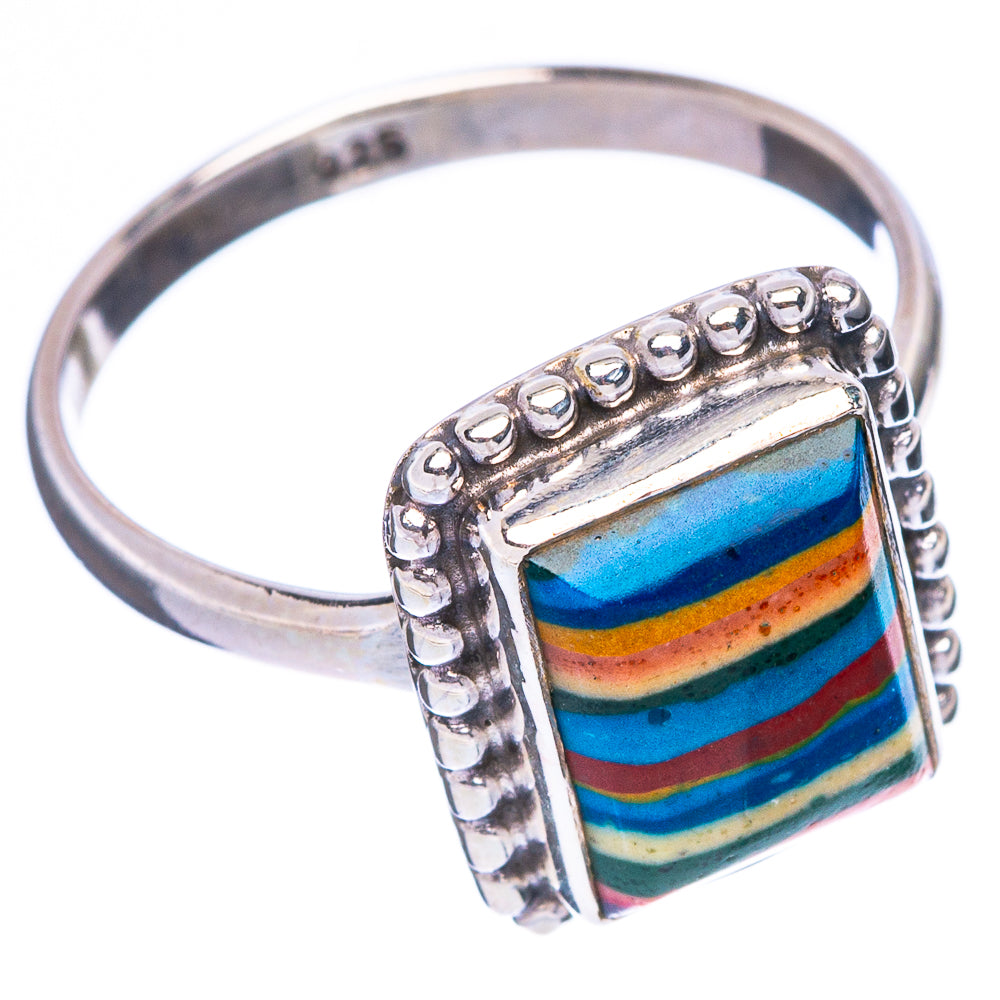 Rainbow Calsilica Ring Size 7.25 (925 Sterling Silver) R146800
