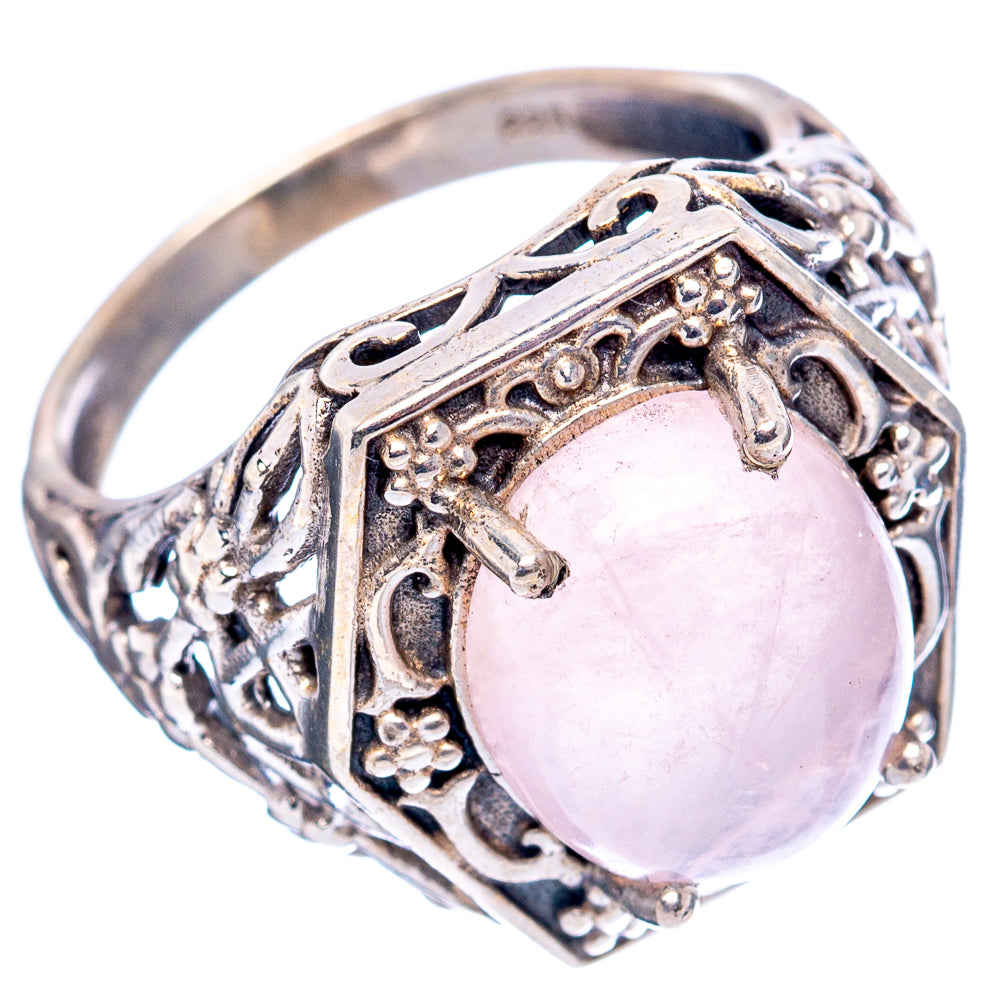 Rose Quartz Filigree Style Ring Size 7 (.925 Sterling Silver)