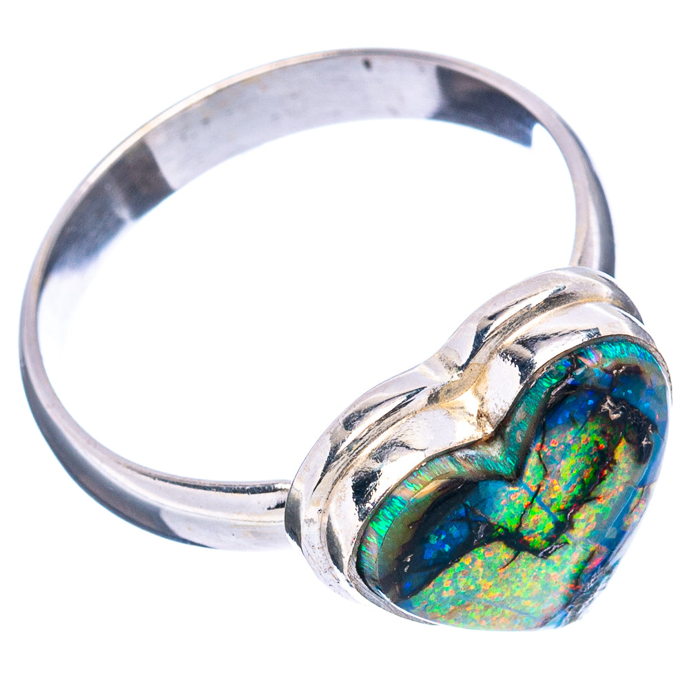 Rare Sterling Opal Heart Ring Size 9 (.925 Sterling Silver)