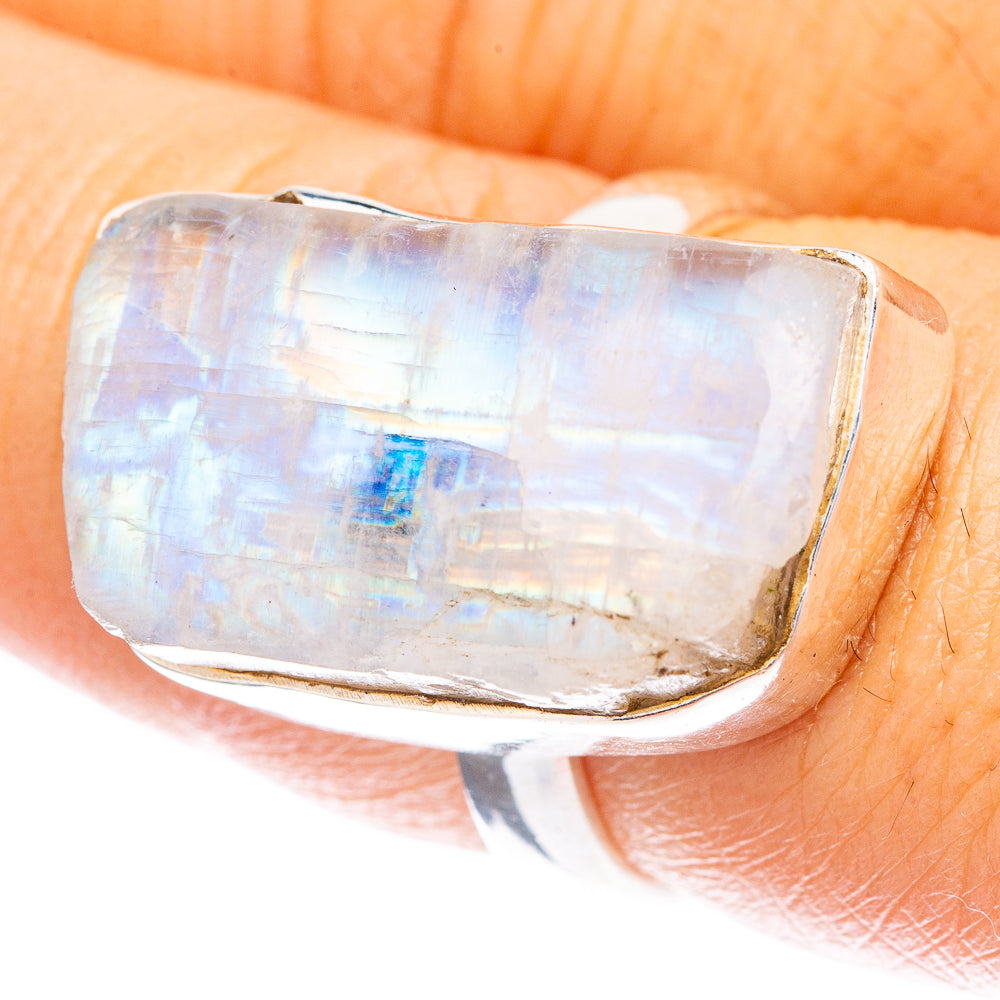 Raw Rainbow Moonstone Ring Size 7.75 (925 Sterling Silver) R142634