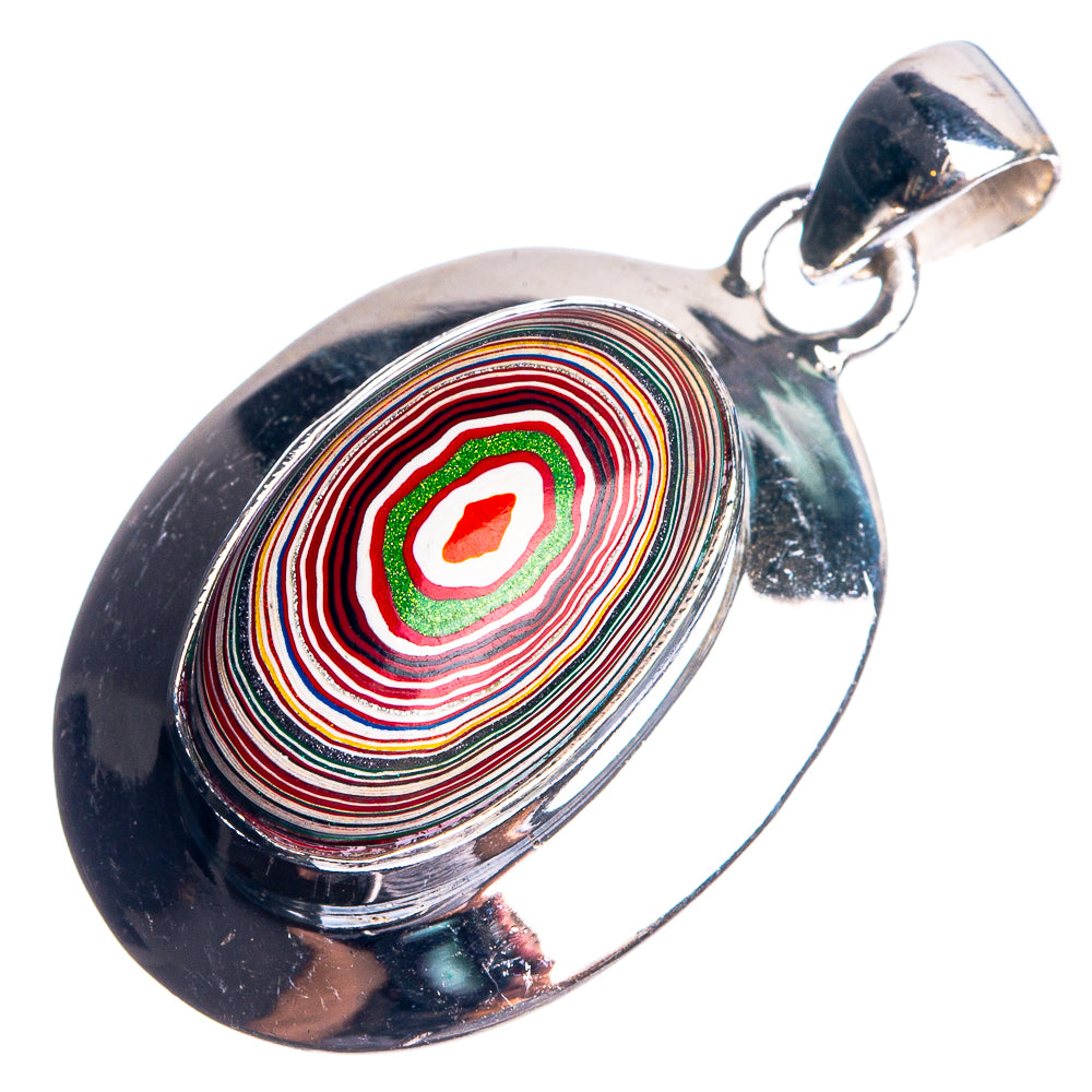 Fordite 925 Sterling Silver Pendant 1 1/2"