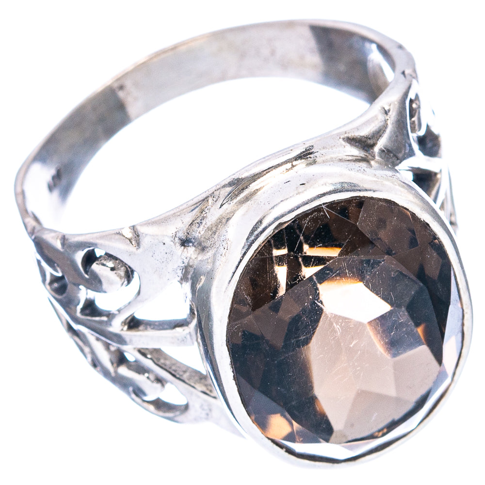 (Classic Series) Smoky Quartz Ring Size 8.25 (.925 Sterling Silver)