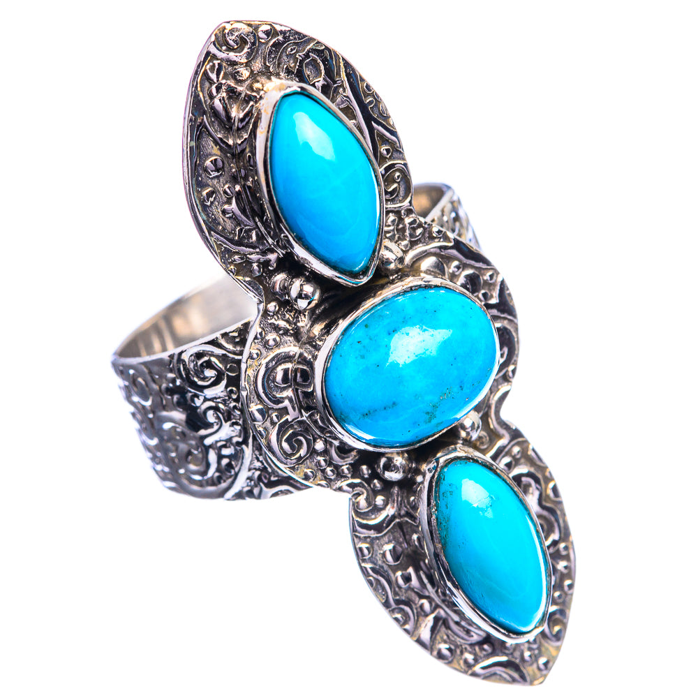 Large Sleeping Beauty Turquoise 925 Sterling Silver Ring Size 7.75