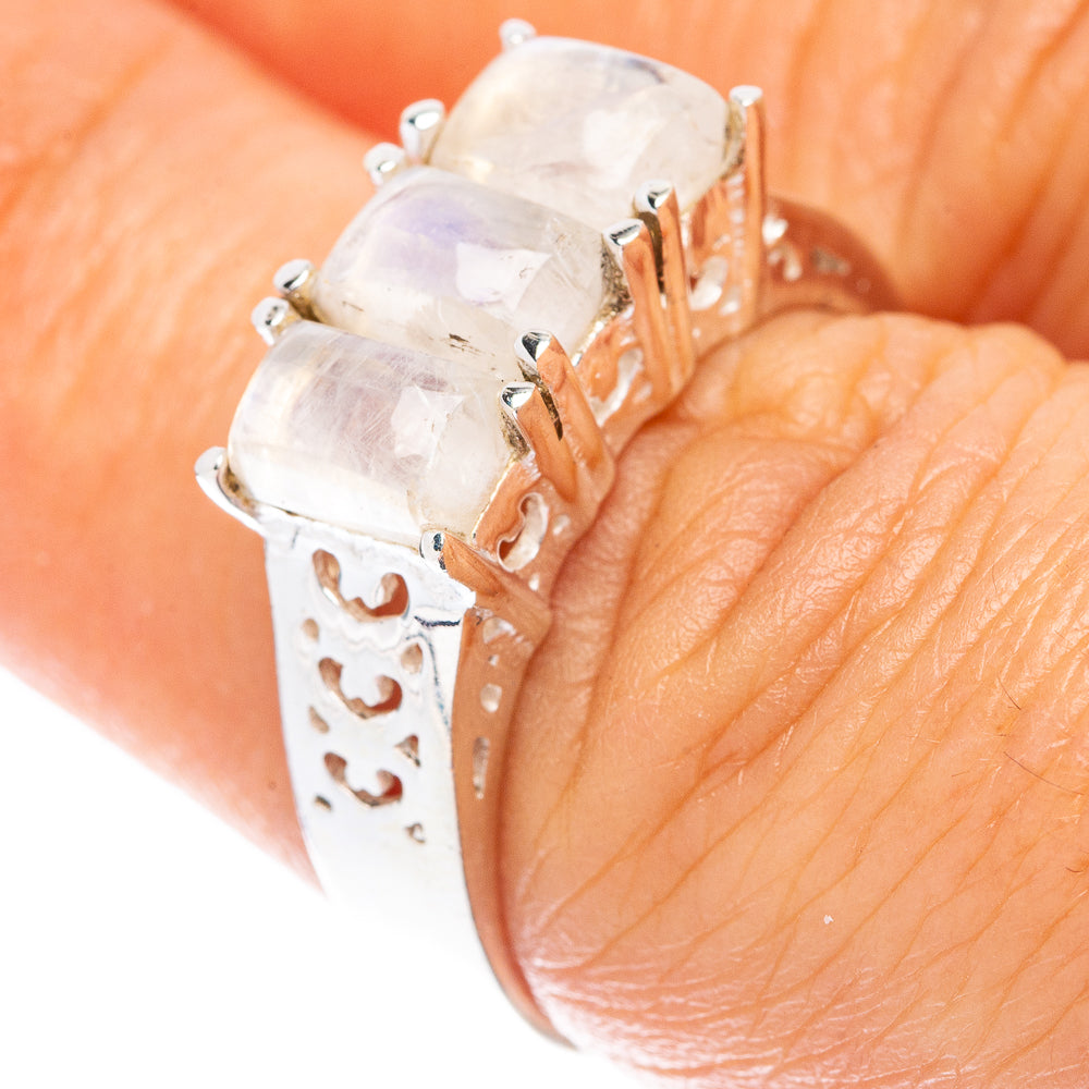 Rainbow Moonstone Ring Size 6.5 (925 Sterling Silver) R5691