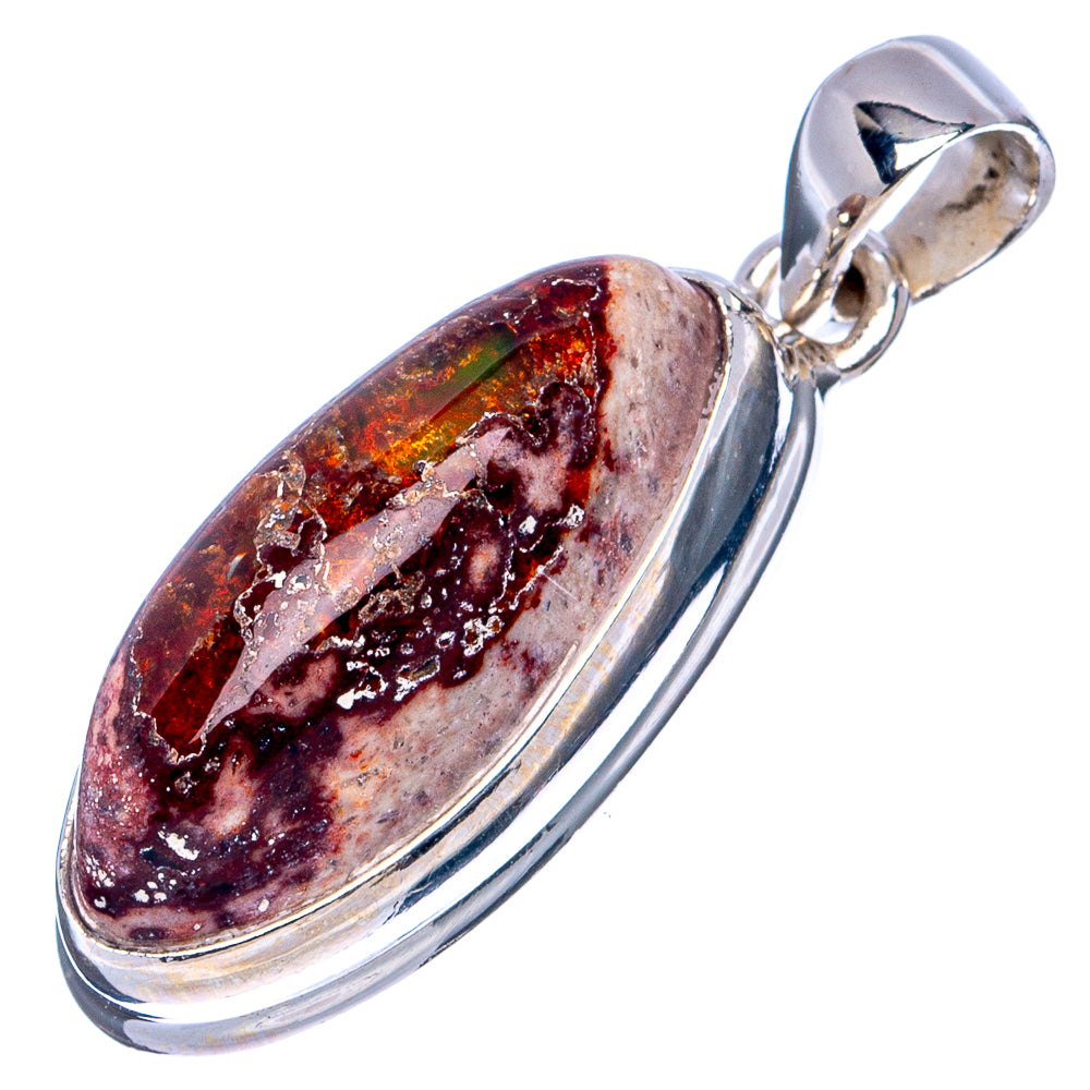 Rare Mexican Fire Opal Pendant 1 3/8" (.925 Sterling Silver)