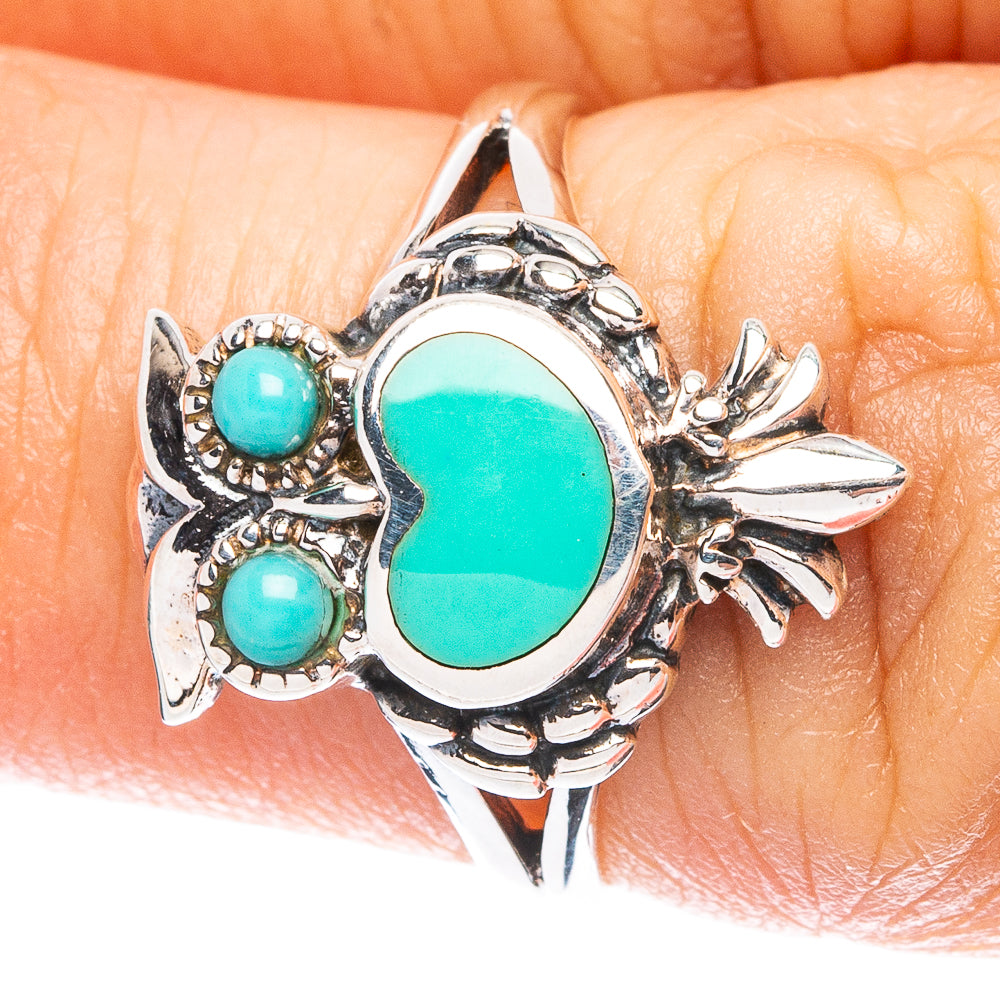 Rare Arizona Turquoise Owl Ring Size 5.5 (925 Sterling Silver) R4858