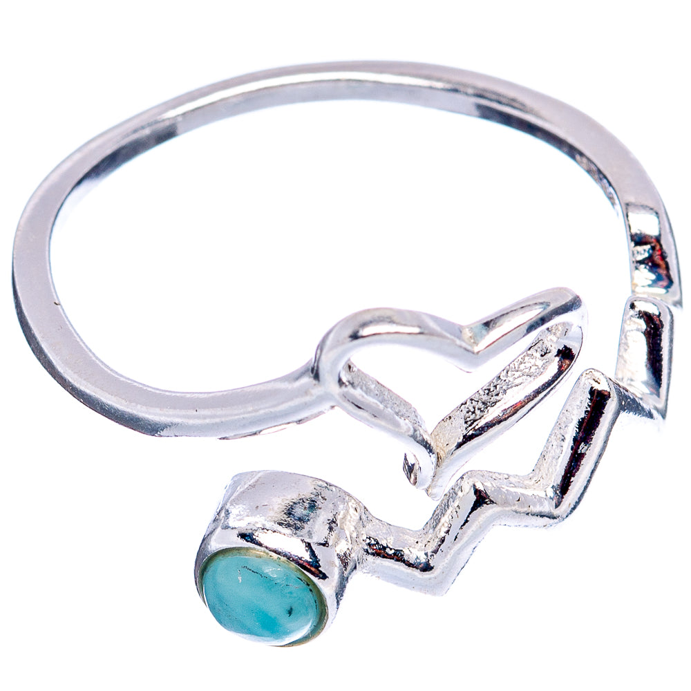 Larimar Heart Dainty Ring Size 7 Adjustable (.925 Sterling Silver)