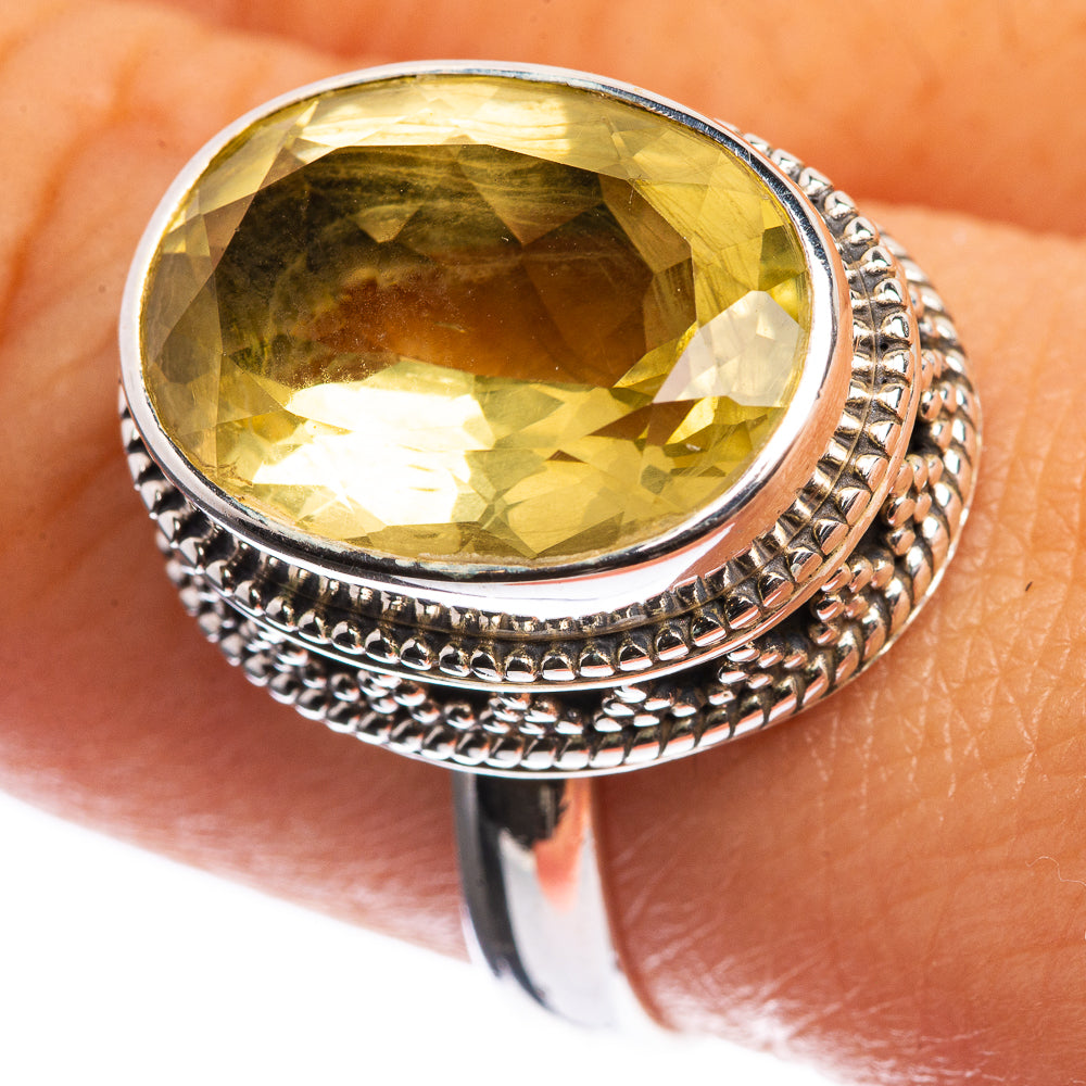 Faceted Citrine 925 Sterling Silver Ring Size 9