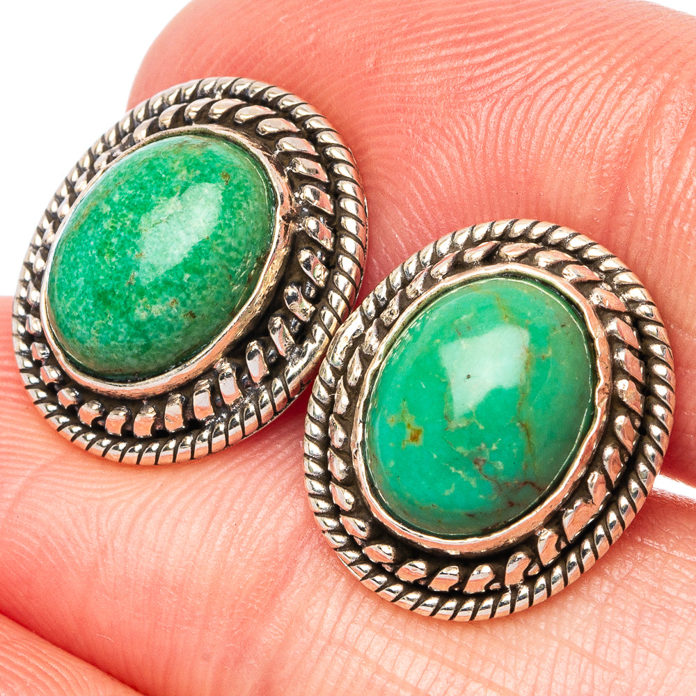 Tibetan Turquoise Earrings 5/8" (925 Sterling Silver) E1559
