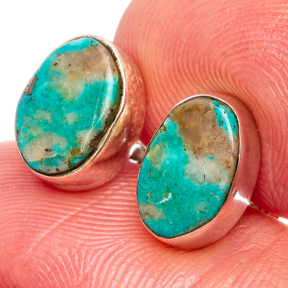 Rare Kingman Turquoise Earrings 3/8" (.925 Sterling Silver)