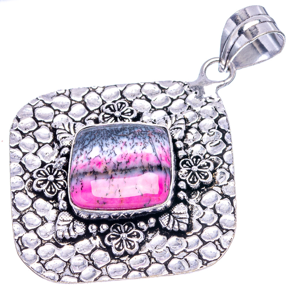 Pink Dendritic Opal Pendant 2 1/4" (German Silver)