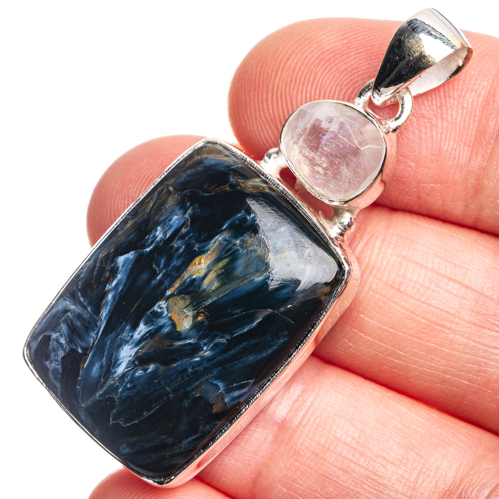 Pietersite, Rainbow Moonstone Pendant 1 3/4" (925 Sterling Silver) P39067