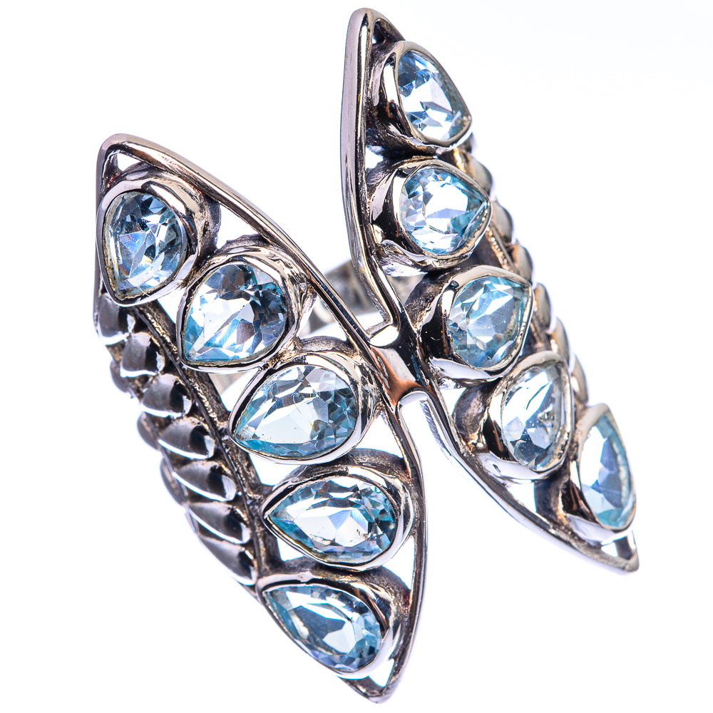 Large Blue Topaz 925 Sterling Silver Ring Size 7