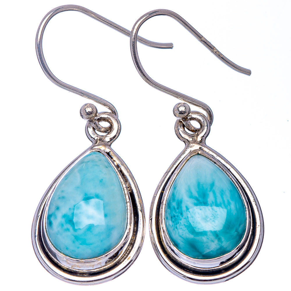 Rare Larimar Earrings 1 1/4" (.925 Sterling Silver)