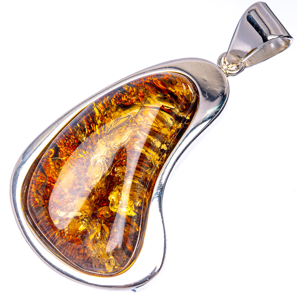 Anasilvercos Baltic Amber Pendant 2 1/2" (925 Sterlnig Silver)