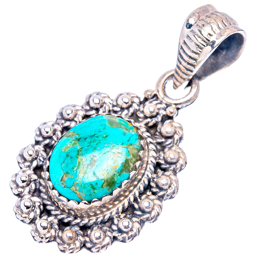 Mohave Turquoise Native Style Pendant 1 3/8" (.925 Sterling Silver)