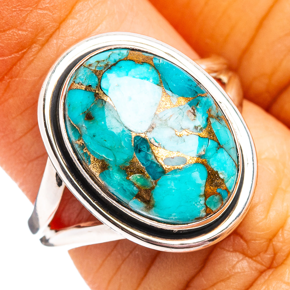 Blue Copper Turquoise Ring Size 5.75 (.925 Sterling Silver)