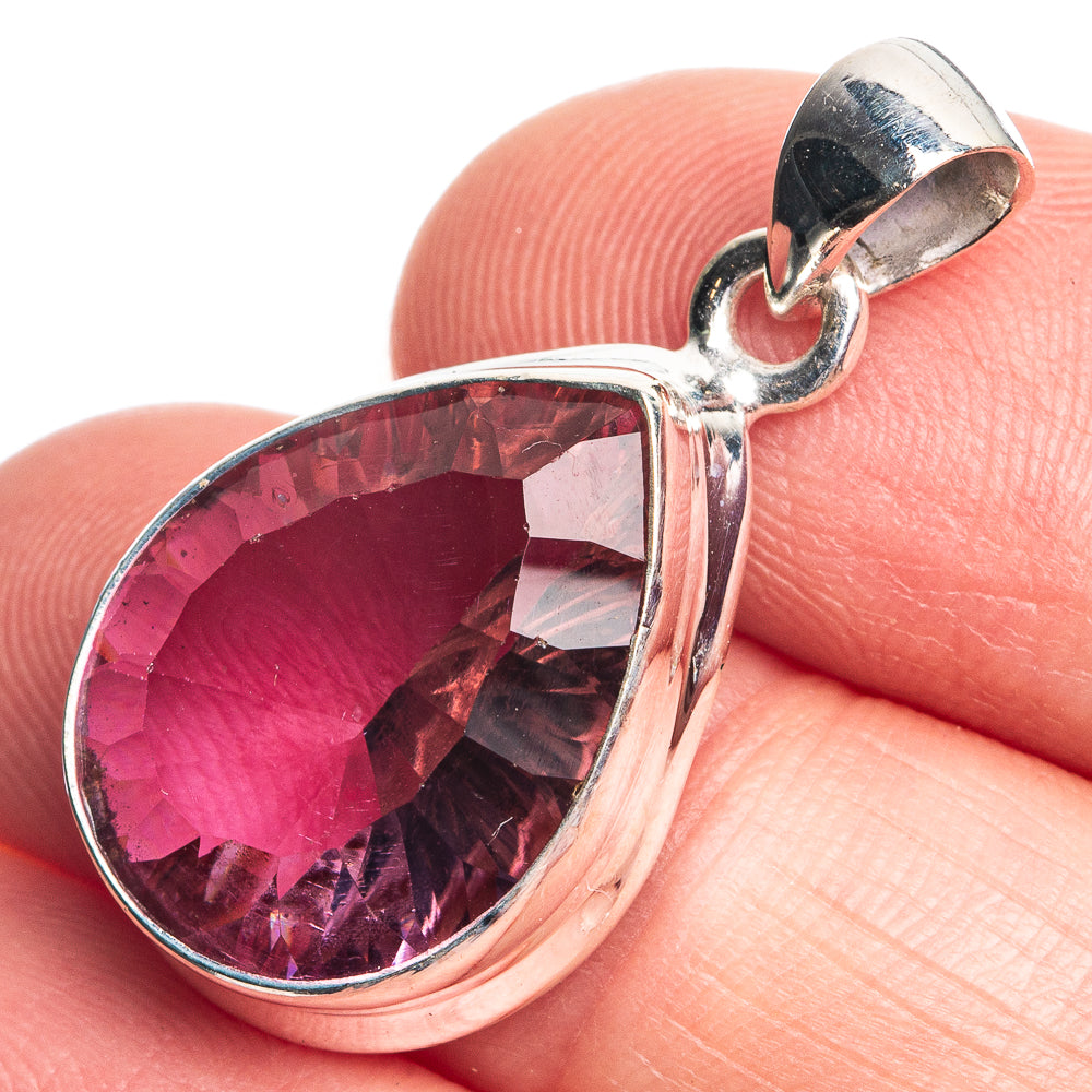 Faceted Color Change Alexandrite (Lab.) Pendant 1 1/4" (925 Sterling Silver) P39065