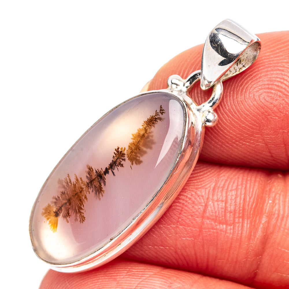 Scenic Dendritic Agate Pendant 1 3/8" (.925 Sterling Silver)