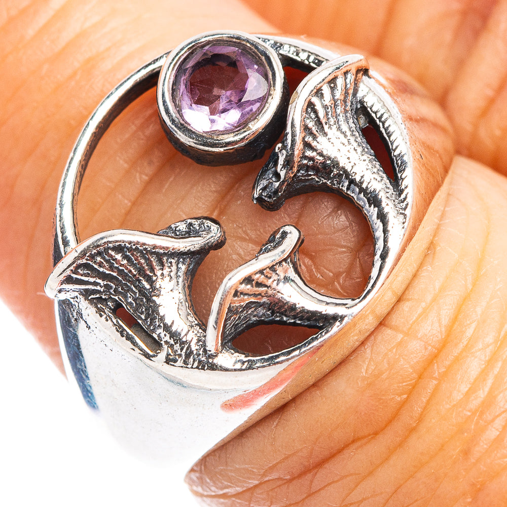 Amethyst Mushroom Dainty Ring Size 7 (.925 Sterling Silver)