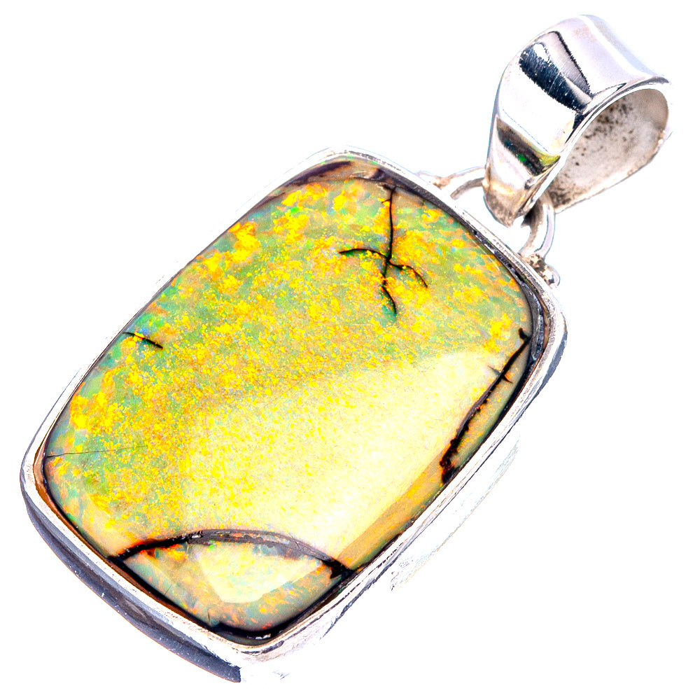 Sterling Opal Pendant 1 3/8" (.925 Sterling Silver)