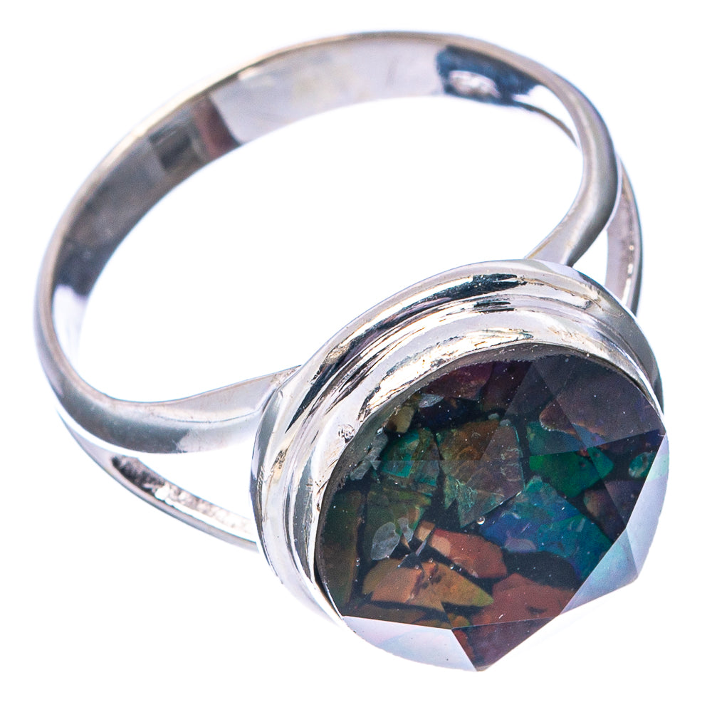 Mosaic Ammolite Ring Size 7.5 (.925 Sterling Silver)
