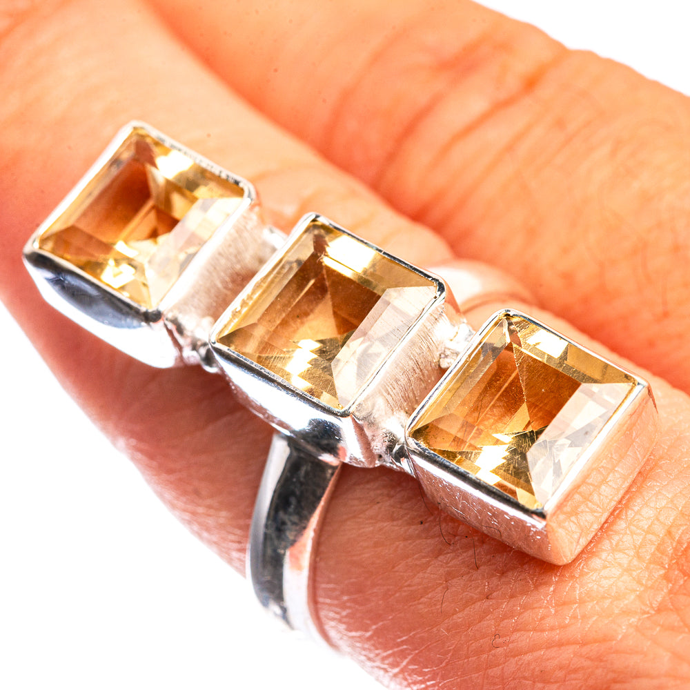 Large Faceted Citrine 925 Sterling Silver Ring Size 8.5