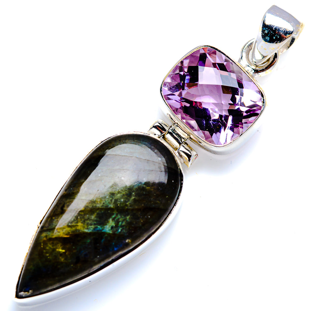 Labradorite, Amethyst 925 Sterling Silver Pendant 2" (925 Sterling Silver) PD38332