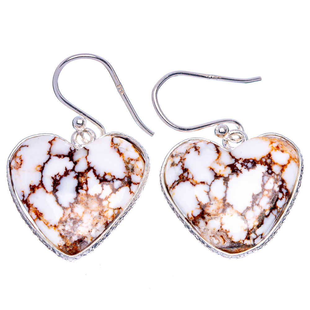 Wild Horse Jasper Heart Earrings 1 1/4" (925 Sterling Silver) E1764