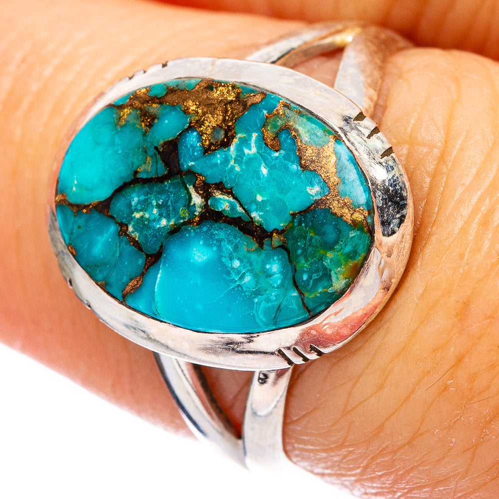 Blue Copper Composite Turquoise Ring Size 7 (925 Sterling Silver) R146510